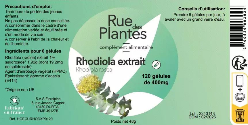 Achat Rhodiola extrait - Rue Des Plantes